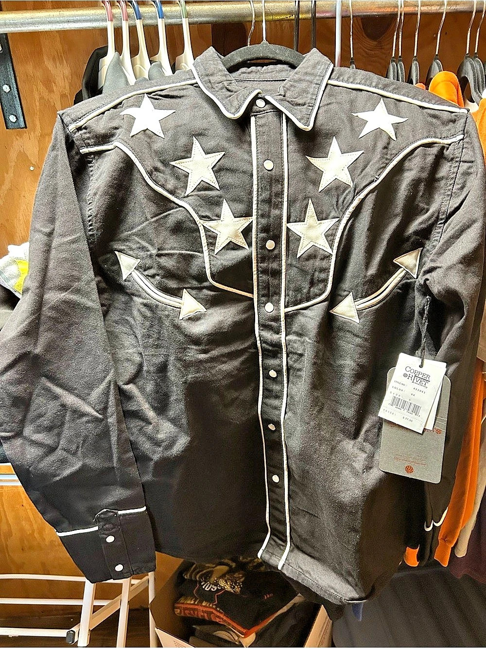 Copper Rivet Western Star Snap Shirt Cotton Shirt Size Small NWT